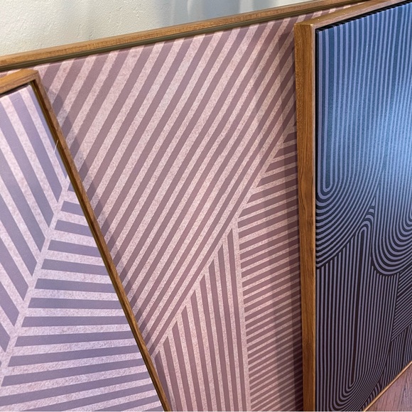 New West Elm Large Abstract Set of 3 Framed Canvas Wall Art Paintings Decor 24" - Picture 10 of 11